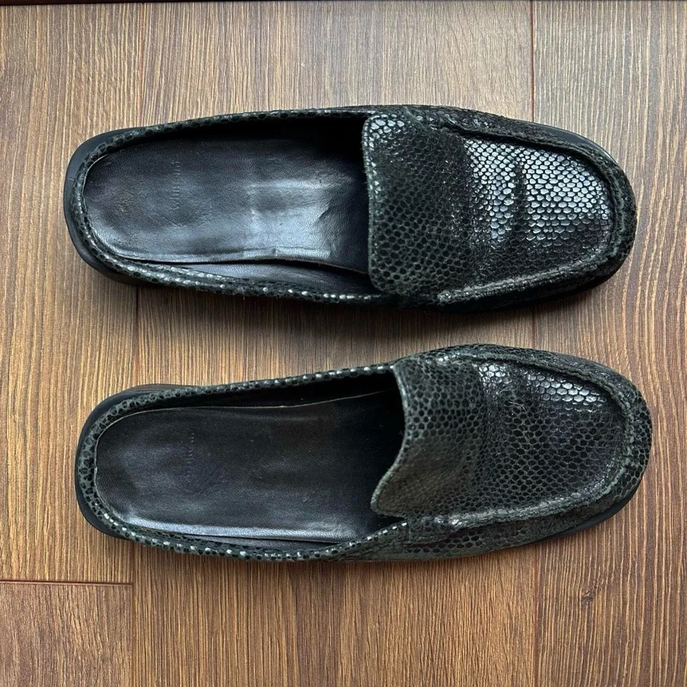 Celine Dark Green Textured Mules Loafers - Picture 2 of 5